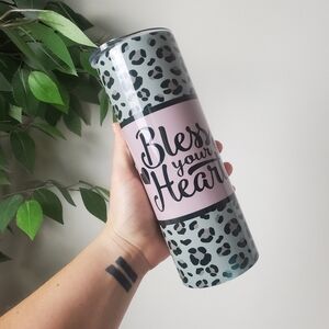 3/$30 NEW Stainless Steel Leopard Print Tumbler 20oz "Bless Your Heart"